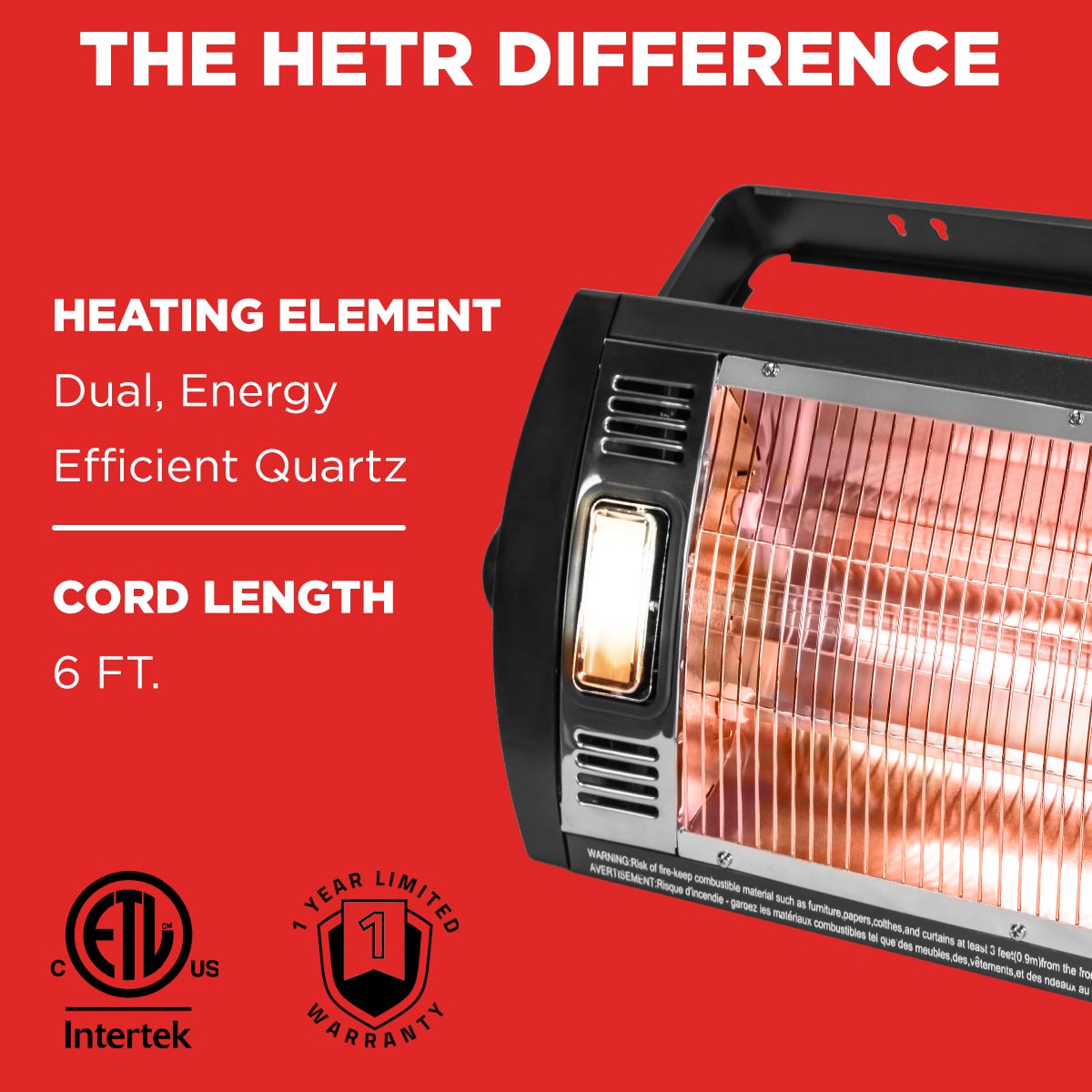 26 In. Dual Quartz Electric Indoor Ceiling Mount Heater