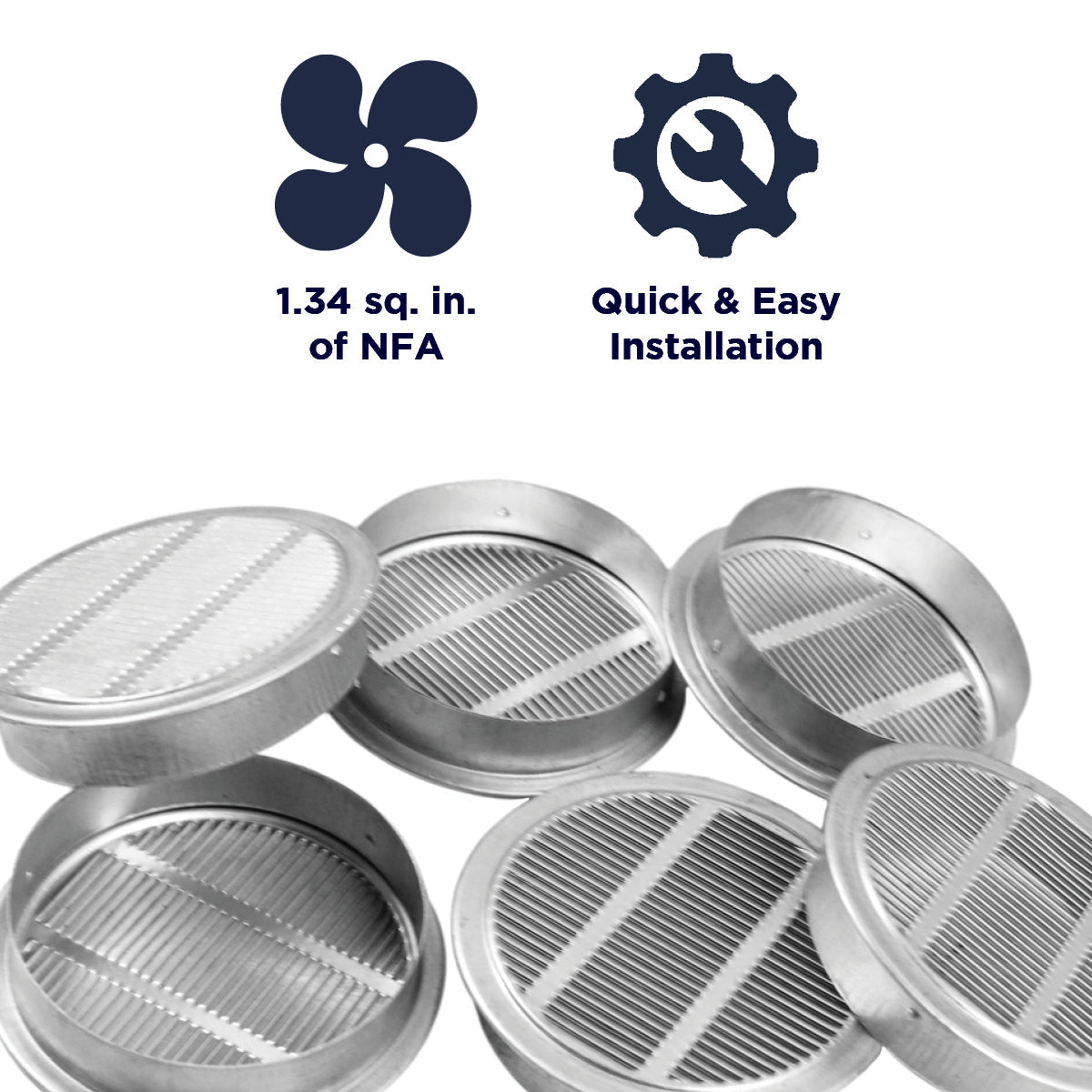 1 In. and 4 In. Round Mini Soffit Vents in Mill