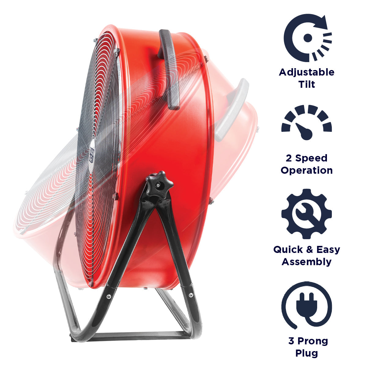 24 In. 2-Speed Narrow Profile Tilting Direct Drive Drum Fan