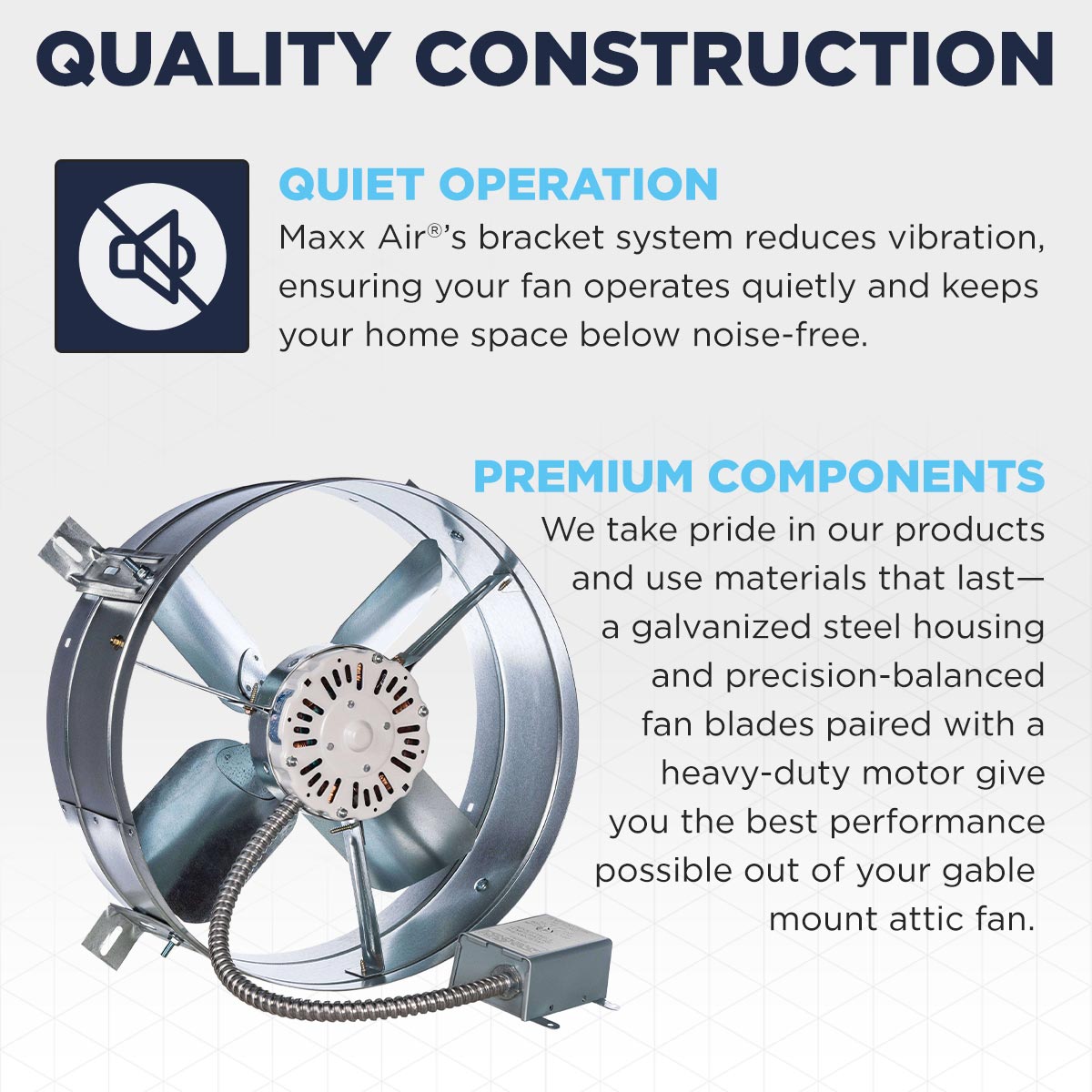 1,650 CFM Gable Mount Power Attic Ventilator
