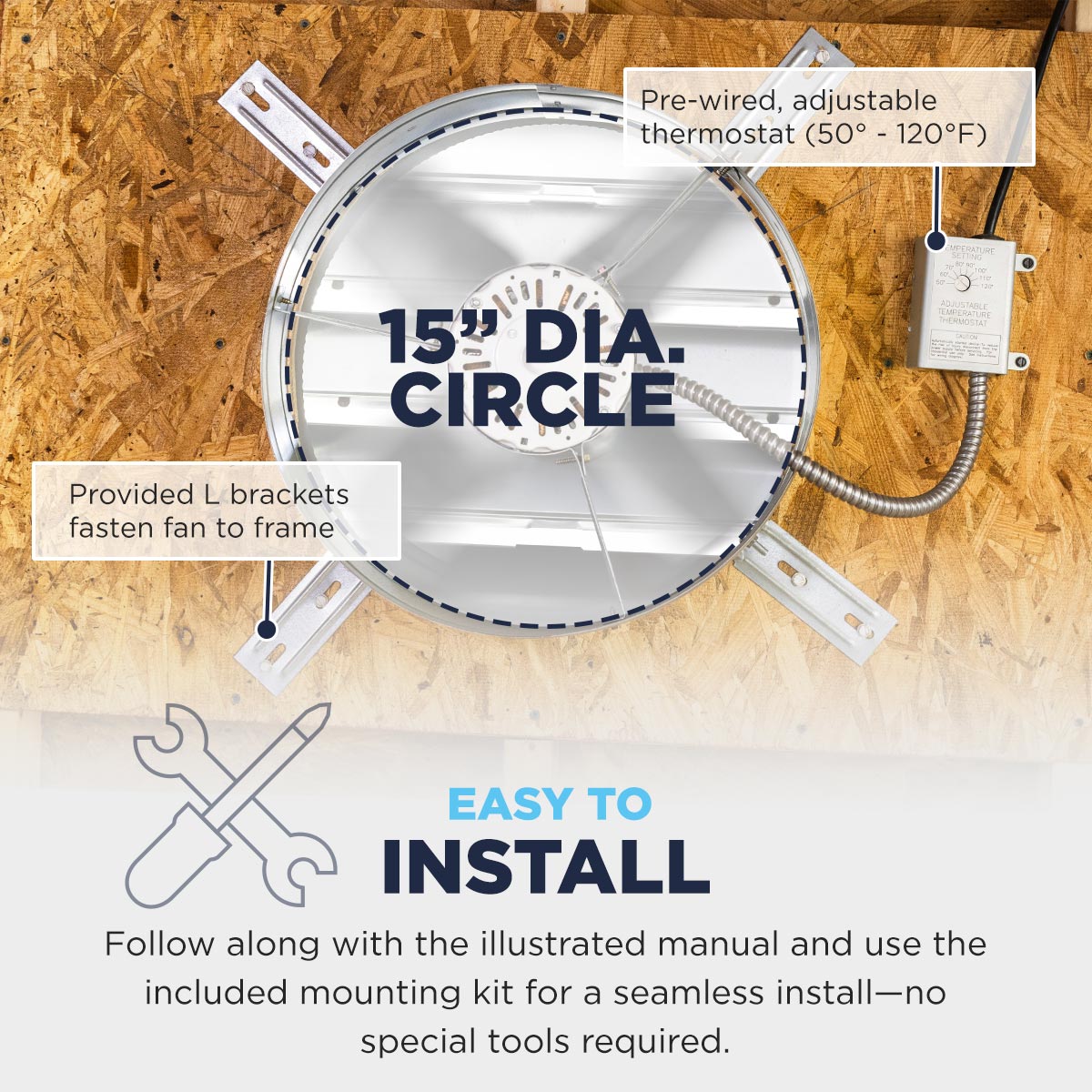 1,650 CFM Gable Mount Power Attic Ventilator