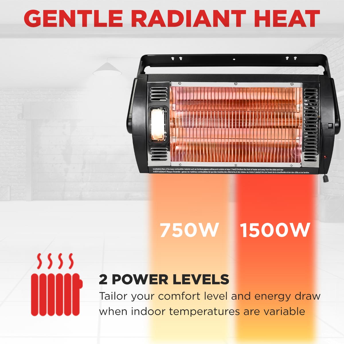 26 In. Dual Quartz Electric Indoor Ceiling Mount Heater