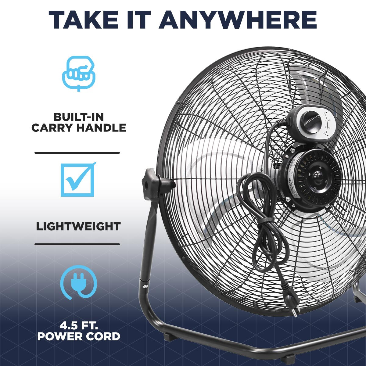 20 In. 3-Speed Tilting High Velocity Floor Fan