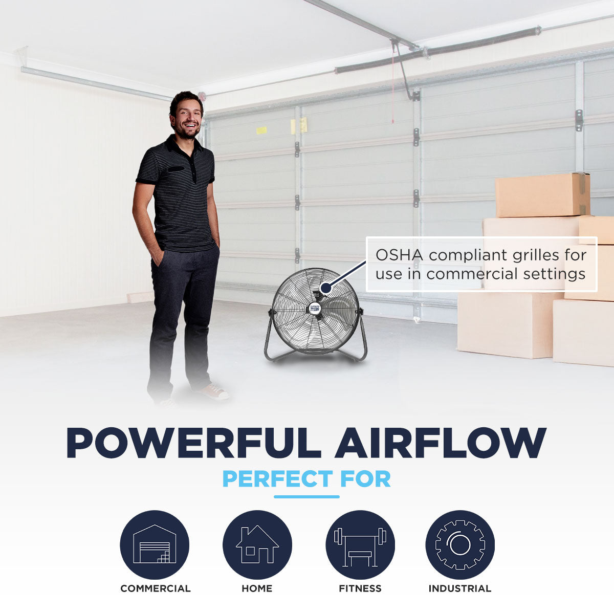 20 In. 3-Speed Tilting High Velocity Floor Fan
