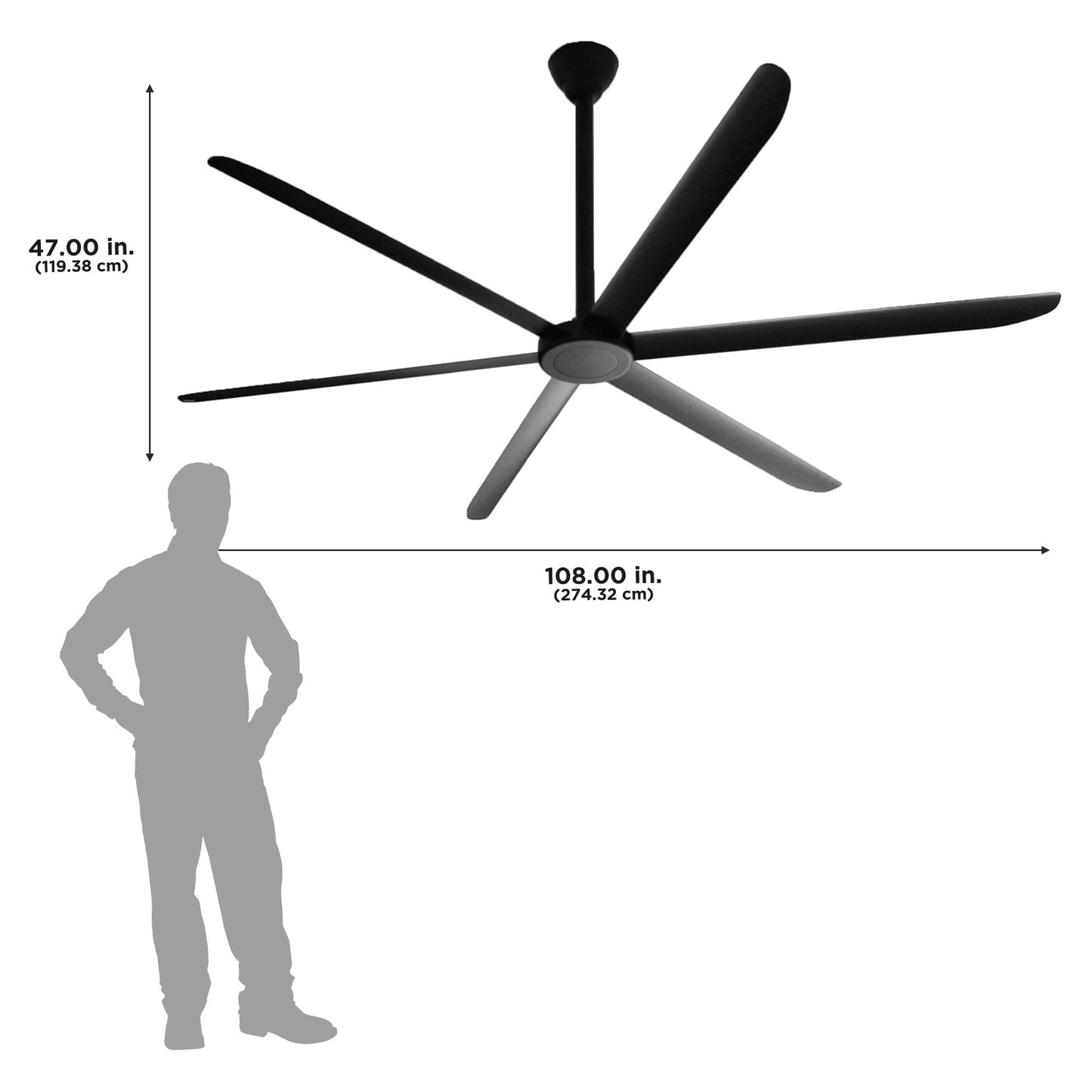 108 In. Indoor 6-Speed HVLS Ceiling Fan