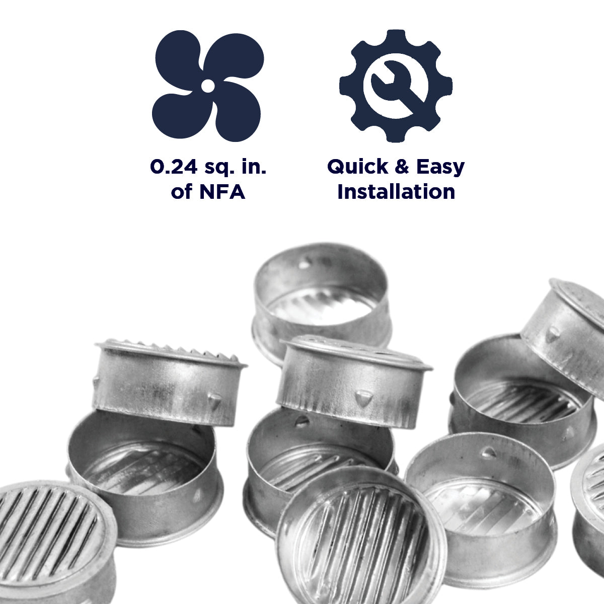1 In. and 4 In. Round Mini Soffit Vents in Mill