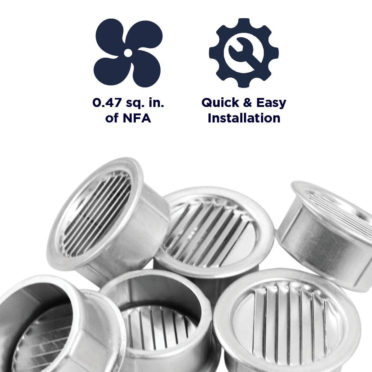 1 In. and 4 In. Round Mini Soffit Vents in Mill